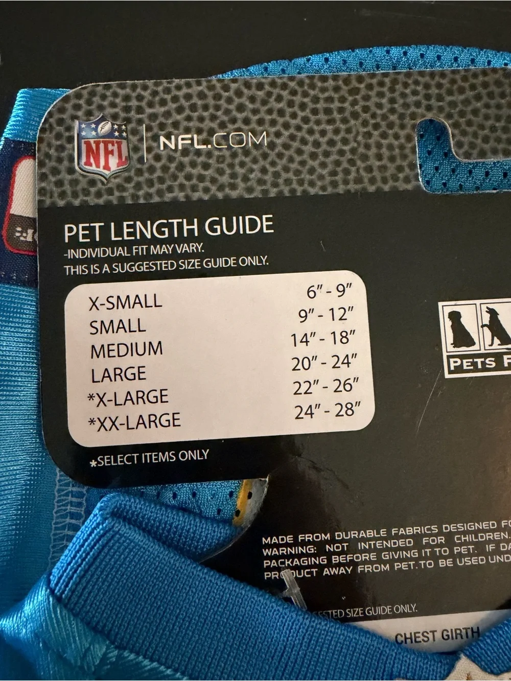 NFL Pets First  Los Angeles Chargers Dog Jersey Size Small Powder Blue 00 New